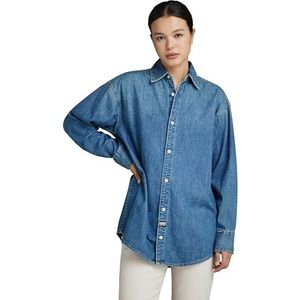 Relaxed Denim Shirt Pocketless Long Sleeve, Blauw (Faded Cricket Blue D24563-d252-d891), XS