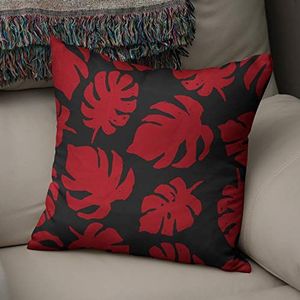 BonaMaison Decoratieve Kussensloop, Rood Zwart Kussenhoezen Bank, Zitkussen, Decoratieve Kussenhoesjes, Kussensloop; Sofa, Slaapkamer, Kantoor, Auto 43x43 Cm - Ontworpen en Vervaardigd in Turkije