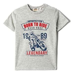 Koton Boys Motorcycle Bedrukt T-shirt met korte mouwen Tasseled Crew Neck Cotton, grijs (023), 5-6 Jaar