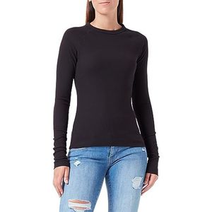 G-STAR Dames Slim Rib R T Ls Wmn Tops, Zwart (Dk Black D23343-d493-6484), S