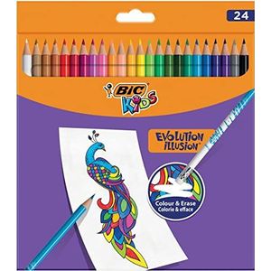 BIC Kids Uitwisbare kleurpotloden Illusion Evolution - pak van 24 stuks