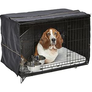 iCrate Hondenkrat Starter Kit, 91 cm hondenkratset ideaal voor middelgrote en grote honden (gewicht 18,6-31,8 kg), inclusief hondenkrat, huisdierbed, 2 hondenbakken en hondenkrathoes
