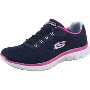 Skechers Flex Appeal 4.0 Fresh Move Sneaker voor dames, Navy Mesh Paars Blauw Trim, 37.5 EU