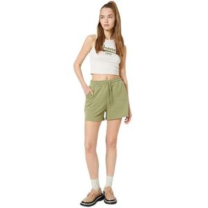 Koton Dames Pocket Detail Trekkoord Mini Shorts, kaki (875), L