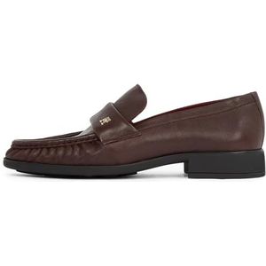 Tommy Hilfiger Dames Loafer Zachte Nappa Geplooide Teen FW0FW08362 Casual Schoenen, Bruin, 6.5 UK, Bruin, 40 EU