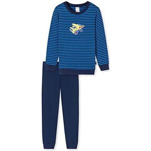 Schiesser Pyjamaset voor jongens, lang, 100% biologisch katoen, maat 92 tot 140, Blauw_173449, 116 cm