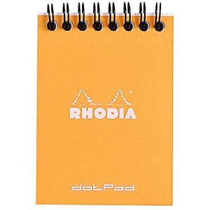 RHODIA 11503C Notitieblok met spiraalbinding, oranje, A7, gestippeld, 80 vellen verwijderbaar, lichtfontainer-papier, 80 g, omslag van gecoate kaart, zacht en robuust, klassiek
