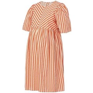 MAMALICIOUS MLFELICITY 2/4 jurk voor dames, whitecap grijs/strepen: oranje AOP, L, Whitecap grijs/strepen: oranje app, L