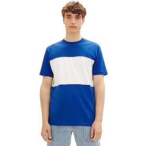 TOM TAILOR Denim Basic T-shirt voor heren met cutline-stijl, 14531-glanzend koningsblauw, XL