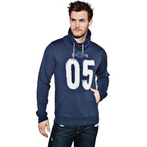 ESPRIT Heren sweatshirt met opstaande kraag en print, blauw (stormysky) ()., M