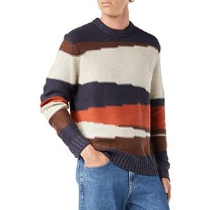 ONLY & SONS ONSPAU Straight 3 Intarsia Knit 2897 Pullover voor heren, donker marine/patroon: S. lining/S. Chocolate/picante, S, Donkermarineblauw/patroon: zie voering/S. Chocolate/Picante, S