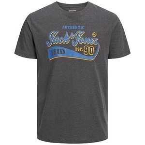 JACK & JONES Heren T-Shirt Plus Size Logo T-Shirt, dark grey melange, 3XL