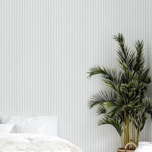 marburg Behang houtlook, wit, accustiksels, 3D-effect, vliesbehang, woonkamer, slaapkamer, 10,05 x 0,53 m, Made in Germany