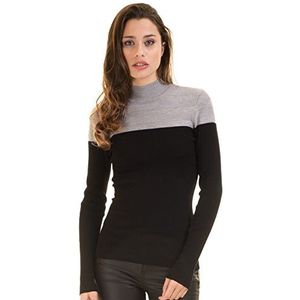 Morgan Dames Pull Col Roulé Bicolore Mico Pullover Sweater, grijs (gris Chiné/Noir), XL