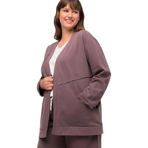 Ulla Popken Cosy Loungewear Sweatjack voor dames, Donker taupe, 54-56