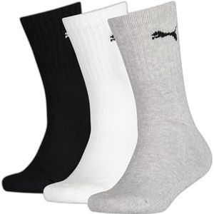 PUMA Crew Sock Crew Sock Uniseks kinderen (3 stuks), Grijs/Wit/Zwart, One size