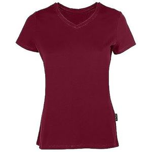 HRM Dames Luxe V-hals T-shirt, Bordeaux, Maat 3XL I Premium Dames V-hals T-shirt Gemaakt van 100% Biologisch Katoen I Dames Basic Shirt Wasbaar tot 60°C I Hoogwaardige en Duurzame Damestops