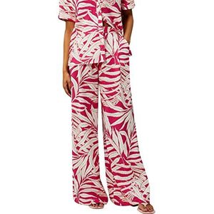 Koton Dames Pocket Detail Tropical Bedrukt Palazzo Broek Broek, Roze design (2d5), 42
