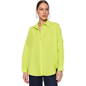 Trendyol Vrouwen Oversize Basic Collar Geweven Shirt, Lichtgroen, 62
