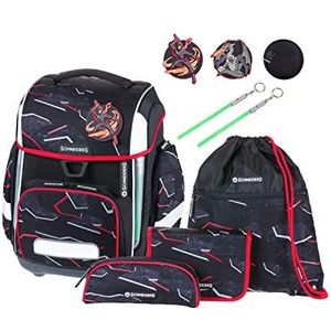 Schneiders Vienna 78395-080 - Schooltas Ergolite Dragon Hero, 9-delige set met schooltas, etui, boekentas, sporttas, 3 klittenbandmotieven en 2 glow sticks