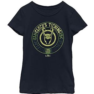 Marvel Loki (TV Show) TickTock Girl's Solid Crew T-shirt, Marineblauw, XS, Grant, XS, Grant, XS