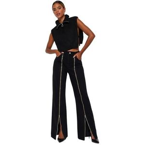 Trendyol Dames Gerade Weites Bein Hohe Taille Jeans, Zwart, 32