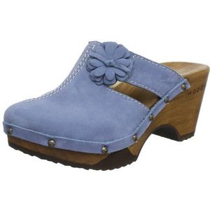 Woody dames nora slippers, Blauwe nubuck jeans, 37 EU
