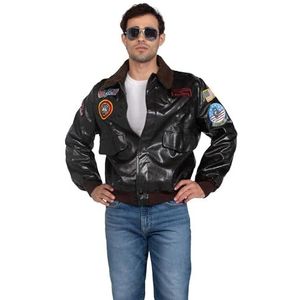 Top Gun Men's Faux Leather Bomber Jacket & Aviators Costume Adult Small