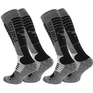 STARK SOUL Ski functionele sokken, wintersportsokken met speciale voering, 2 paar, grijs/zwart, 43-46 EU