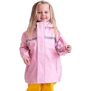 BMS® Regenjas met afneembare capuchon voor kinderen, 100% waterdicht, verstelbare manchetten, licht ademend, bijzonder huidvriendelijk en zachte huid, Oeko-Tex, meisjes, jongens, lichtroze, 80