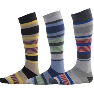 Pierre Henry Over the Calf Sokken voor Heren (9 paar) | Kleurrijke Funky Jurk Sokken | Katoen Fashion Patterned OTC Sokken | Sharp Lines (Maat 38-44) (3 paar), Scherpe lijnen