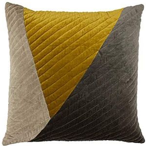 Riva Home Kooper Polyester Gevuld Kussen, Grijs/Ochre, 55 x 55cm (22"" x 22"")