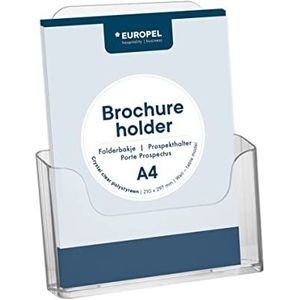Europel Brochurehouder, enkel vak voor DIN A4-brochure, hoogwaardig, transparant polystyreen, capaciteit 41 mm
