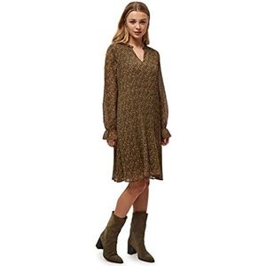 Minus33 Casual damesjurk met V-hals, Dark Olive Dot Print, 38