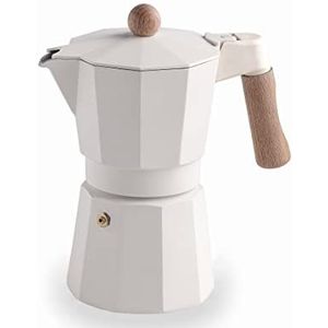 Lacor - 62096 - Italiaans koffiezetapparaat Trento White, Express koffiezetapparaat, gegoten aluminium, geschikt voor alle warmtebronnen, inclusief inductie, capaciteit 6 kopjes, matte witte afwerking