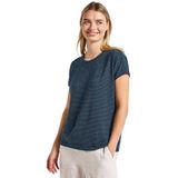 STREET ONE - Shirt - Tide Blue - Met Ronde Hals en Glinsterende Strepen