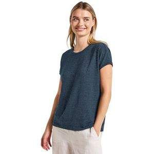 STREET ONE - Shirt - Tide Blue - Met Ronde Hals en Glinsterende Strepen