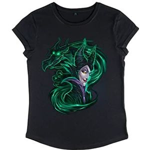 Disney Dames Sleeping Beauty-Dark Magic Organic Roll Sleeve T-Shirt, Zwart, XL, zwart, XL