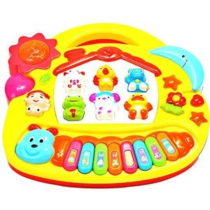 MalPlay Baby speeltafel muziekspeelgoed | baby eerste toetsenbord | licht & geluid | met dierengeluid | babyspeelgoed educatief speelgoed voor kinderen vanaf 18 maanden