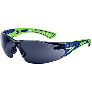 bollé Safety 40257, Rush+ Veiligheidsbril Platinum®, Blauw & Groen Frame, Smoke Lenzen