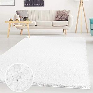 Carpet city ayshaggy Shaggy tapijt hoogpolig langpolig effen wit zacht wollig woonkamer, grootte: loper 60 x 110 cm, 60 cm x 110 cm