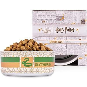 Harry Potter Zwadderich kom voor huisdieren hond of kat voerbak | 3,5 kopjes of 28 oz capaciteit keramische vaatwasmachinebestendig huisdier schotel, groen en geel Zwadderich Snake huisdier schotel,