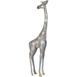BigBuy Home Decoratieve figuur Grijs Goud Giraffe 27 x 12 x 100 cm