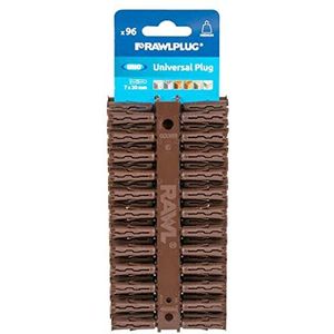 Rawlplug 68560 7 x 30 mm Uno Plug Card - Brown (96 stuks).