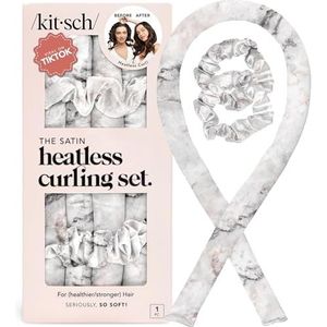 Kitsch Satijnen hitteloze krulset - haarrollers voor hitteloze krullen | Hitteloze haarkrulspelden en hete rollers | haarkrulspelden om in te slapen | Hitteloze krulstang hoofdband | Hitteloze