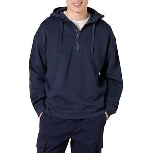 Amazon Essentials Heren Quarter-Zip Oversized Fit Hooded Sweatshirt, Navy, X-Large