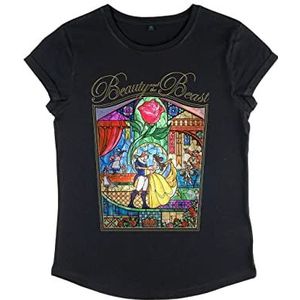 Disney Beauty & The Beast Beauty Story T-shirt voor dames, organisch gevoerde mouwen, zwart., XL