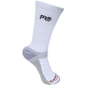 Timberland Pro Heren 2-Pack Geribbelde Logo Crew Sokken, Wit, Large, Wit, Large