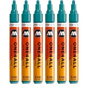 Molotow One4All 227HS acryl marker (4,0 mm lijndikte, zeer dekkend en permanent, sneldrogend, navulbaar, voor bijna alle ondergronden) 6 stuks kleur 255 aqua