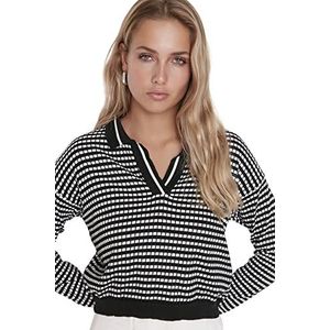 Trendyol Dames Black Polo Collar Knitwear Sweater, M